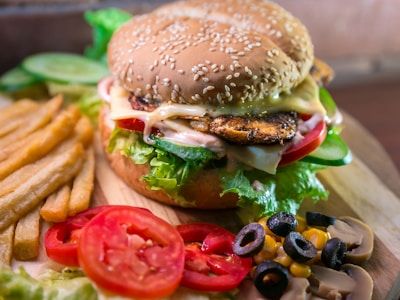 Burger and fries Burger and fries